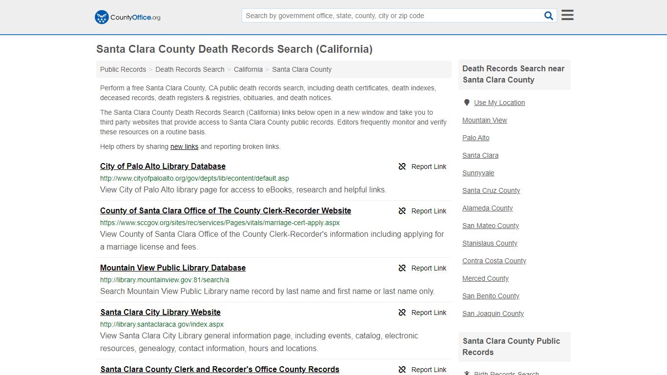 Death Records Search - Santa Clara County, CA (Death ...