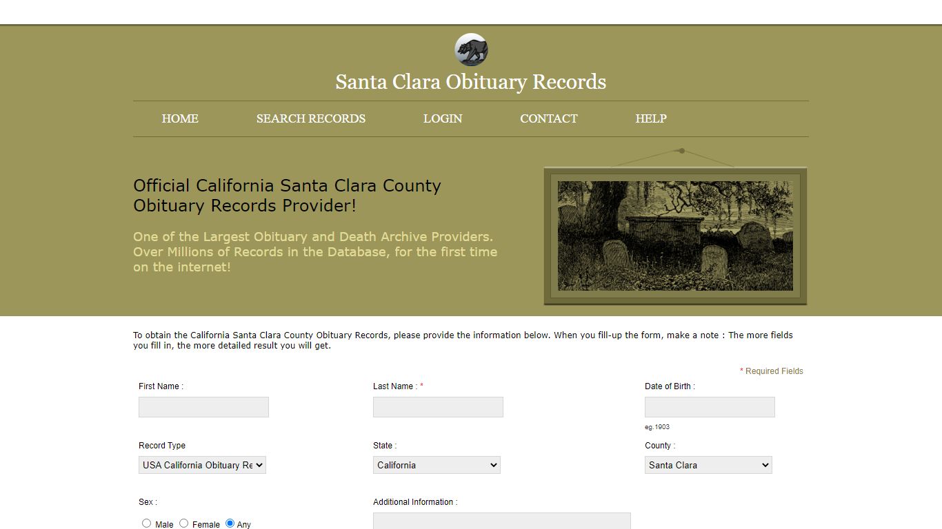 Santa Clara County Obituary Records. Public Records ...